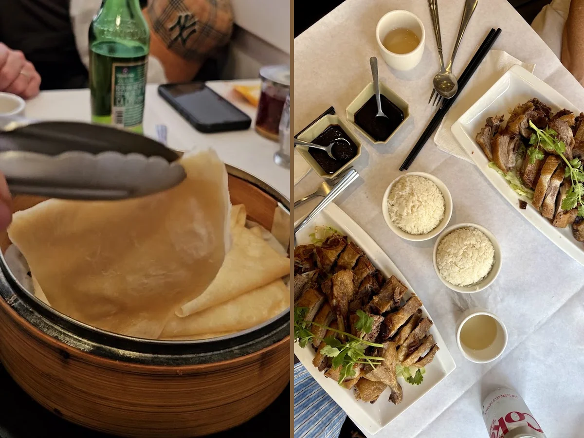 Steamed dumplings on a white plate.